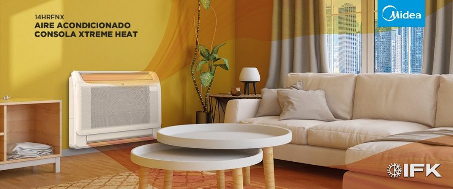Consola Midea Xtreme Heat, para calefacción en climas fríos.
