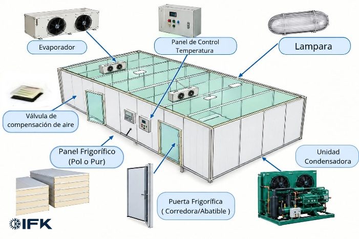 Componentes básicos de una cámara frigorífica